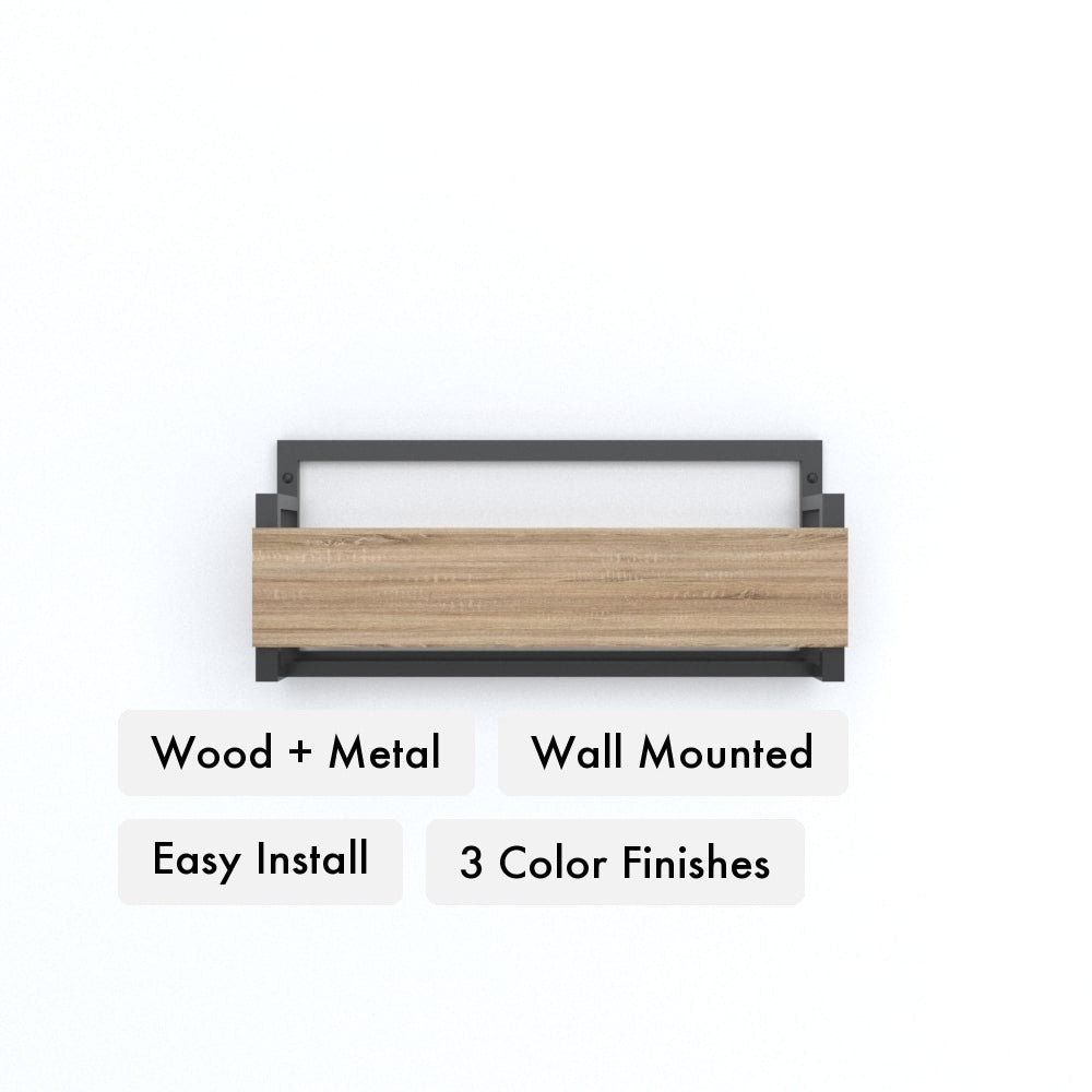 Wall Mounted Slipper Rack with Wooden Front key features: wood-and-metal construction, wall-mounted, easy install with anchors, three color finishes.
