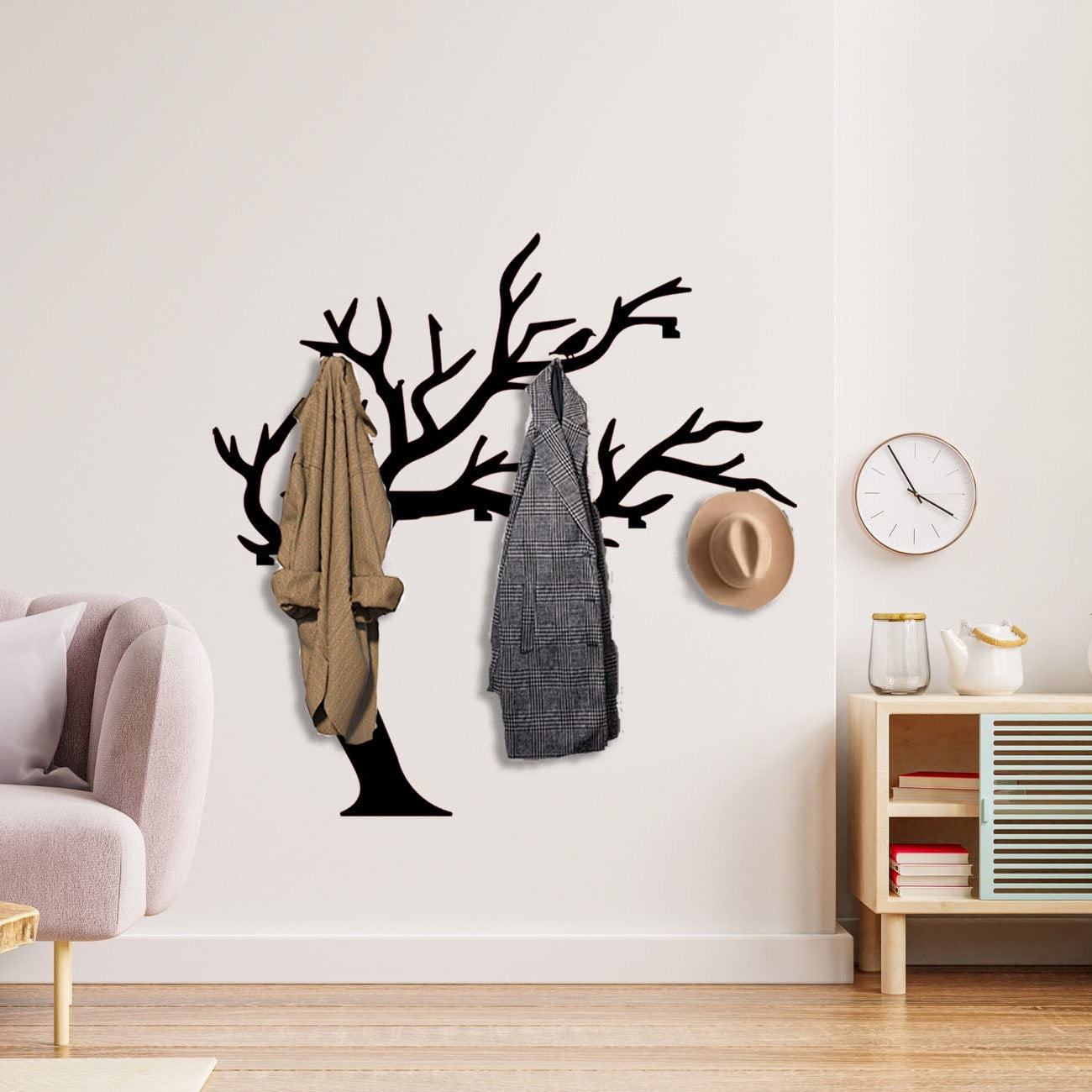 Tree Branch Shaped Coat Rack Metal Art