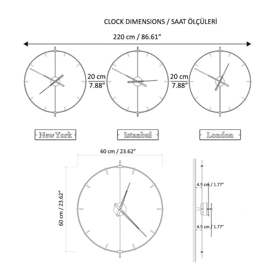 world clocks dimensions