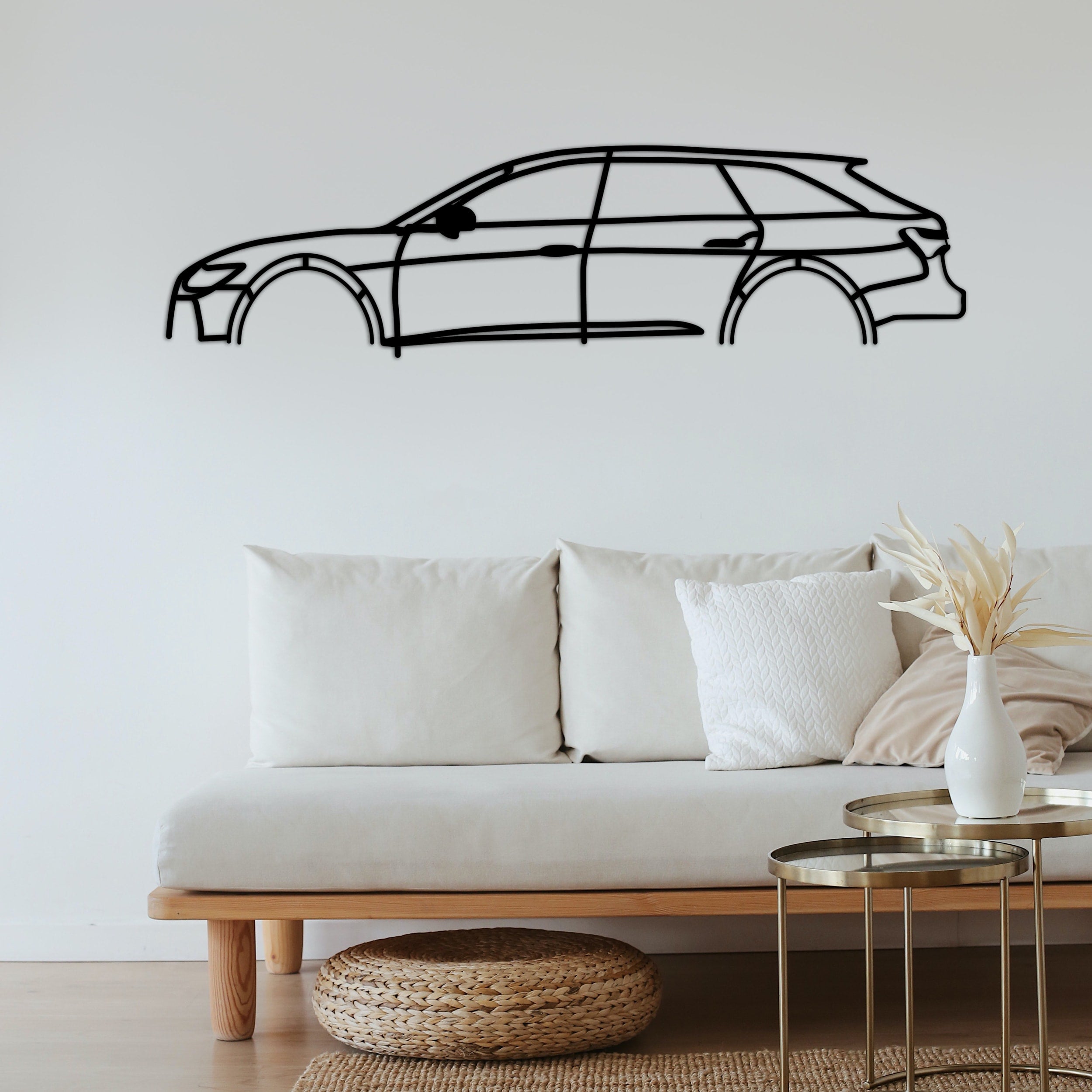 audi rs6 car silhouette on the sofa