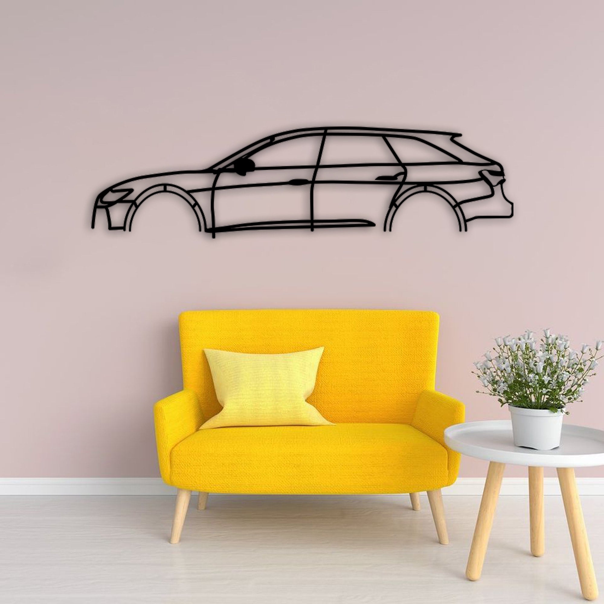 audi rs6 car silhouette yellow sofa