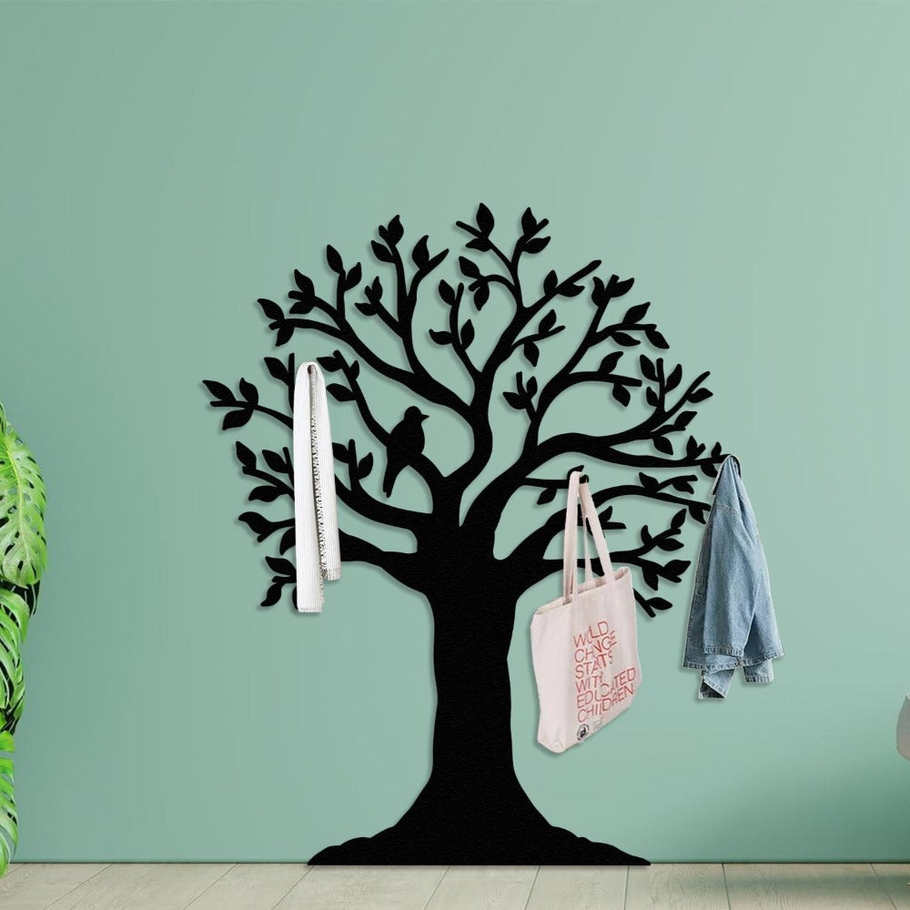 bird tree hanger with green wall