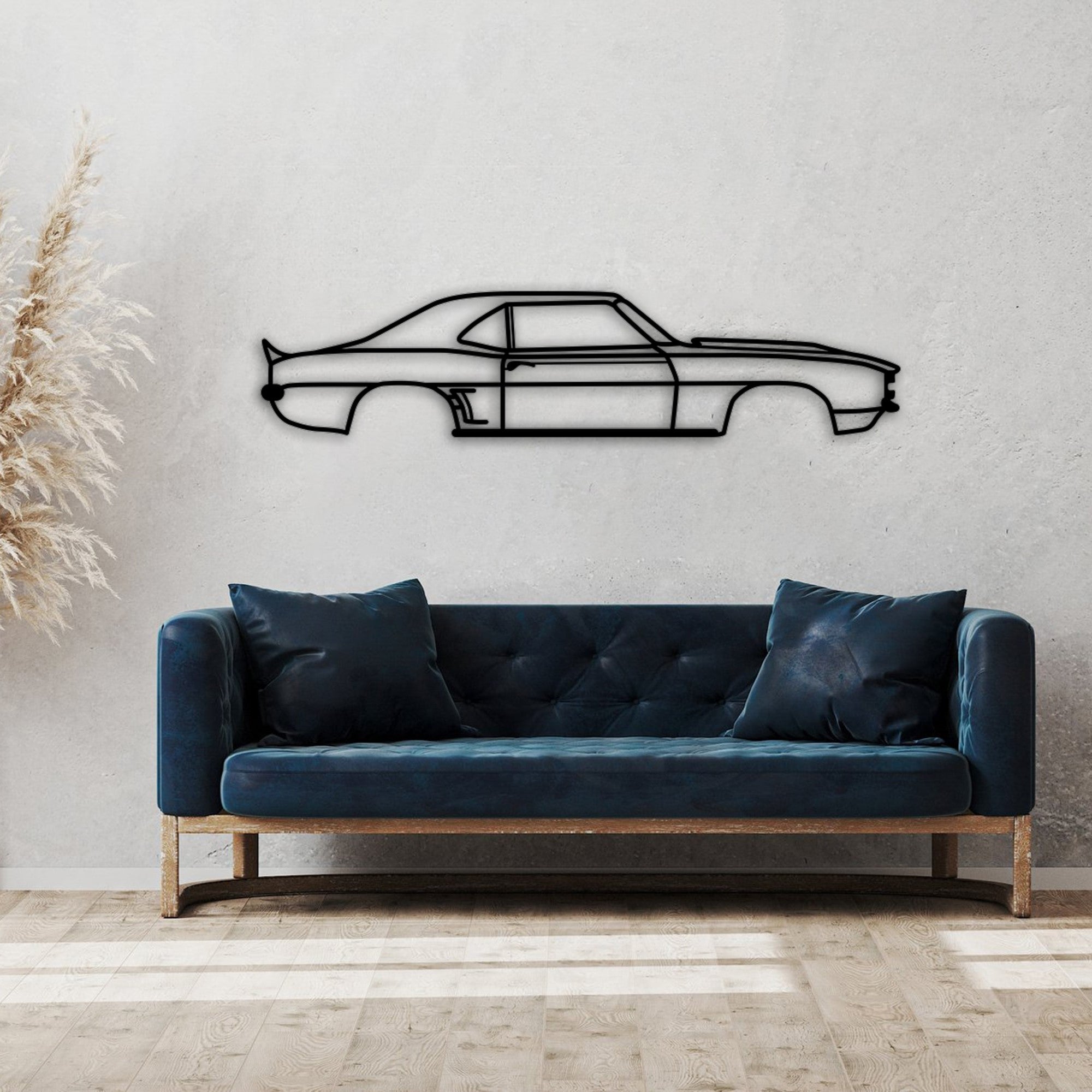 camaro 1969 car silhouette blue sofa