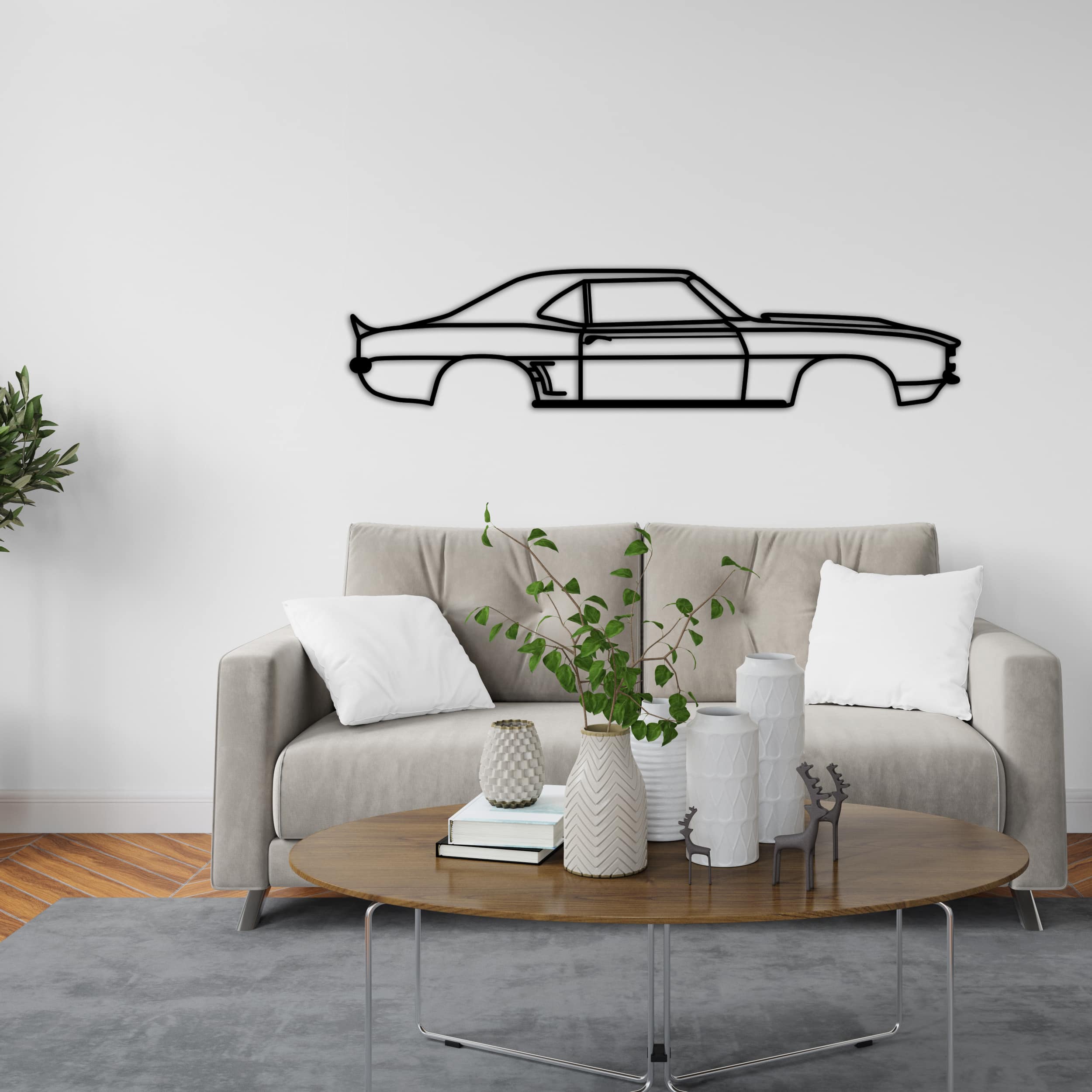 camaro 1969 car silhouette with sofa