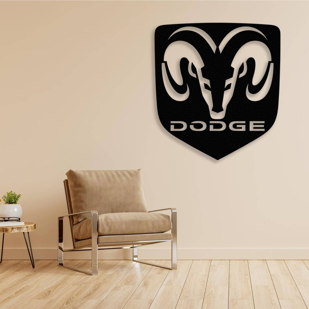 dodge metal car logo living room