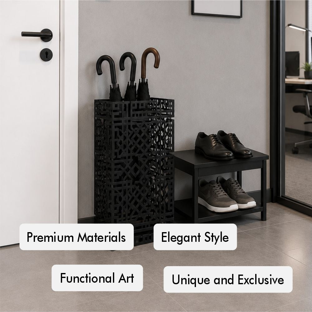 Geometric lattice metal umbrella stand features - metal materials, elegant style, functional decor art