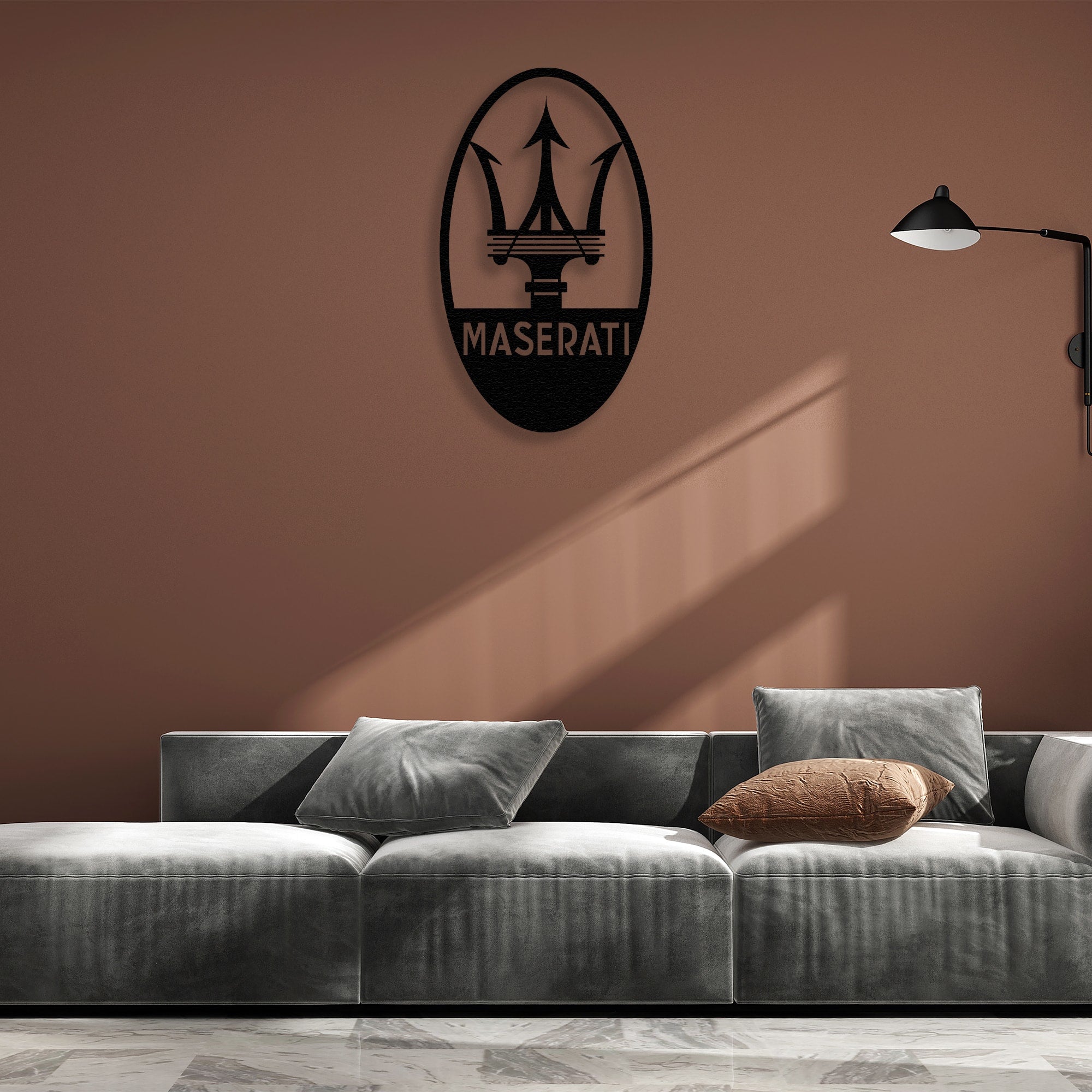 maserati metal logo