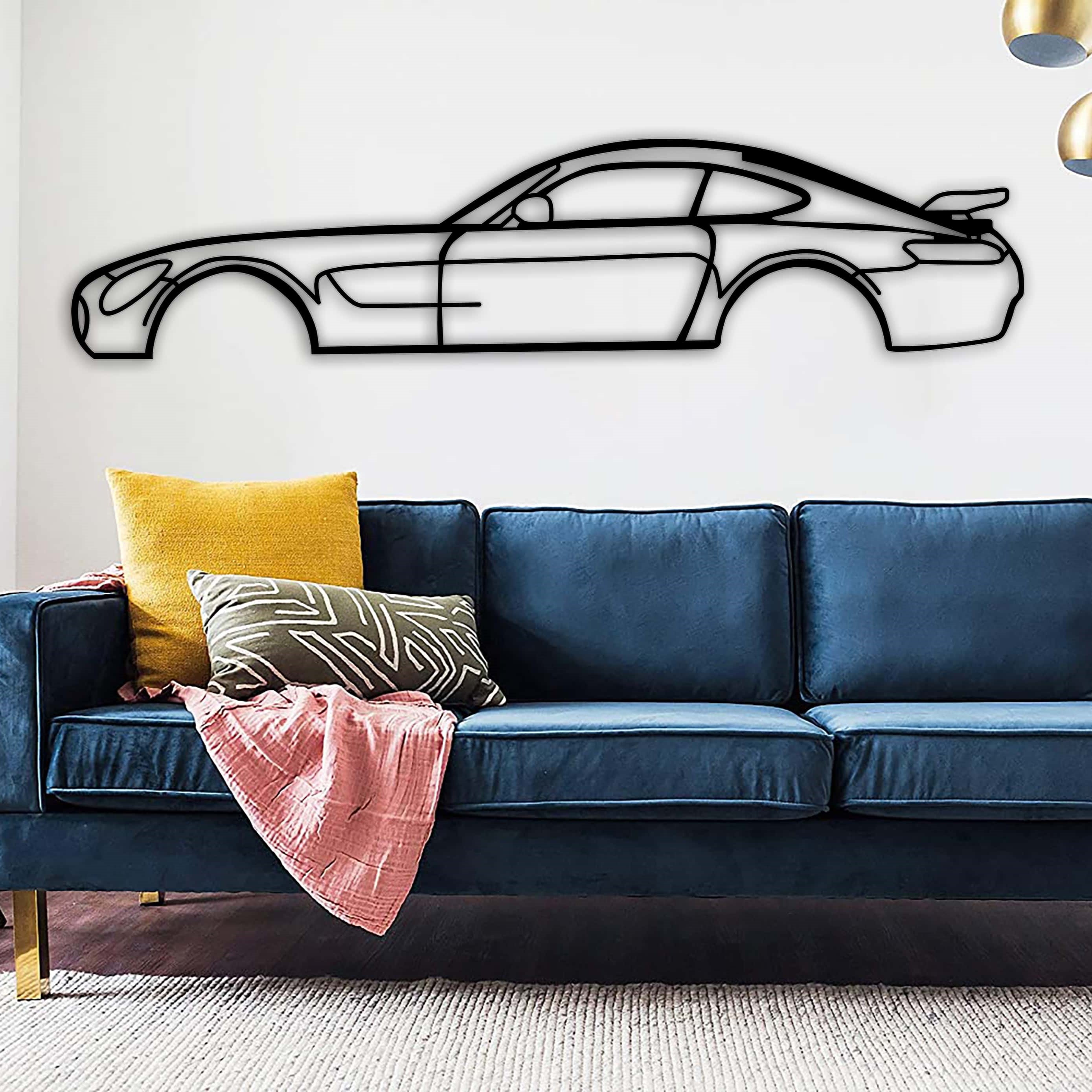 mercedes amg gtr car silhouette blue sofa
