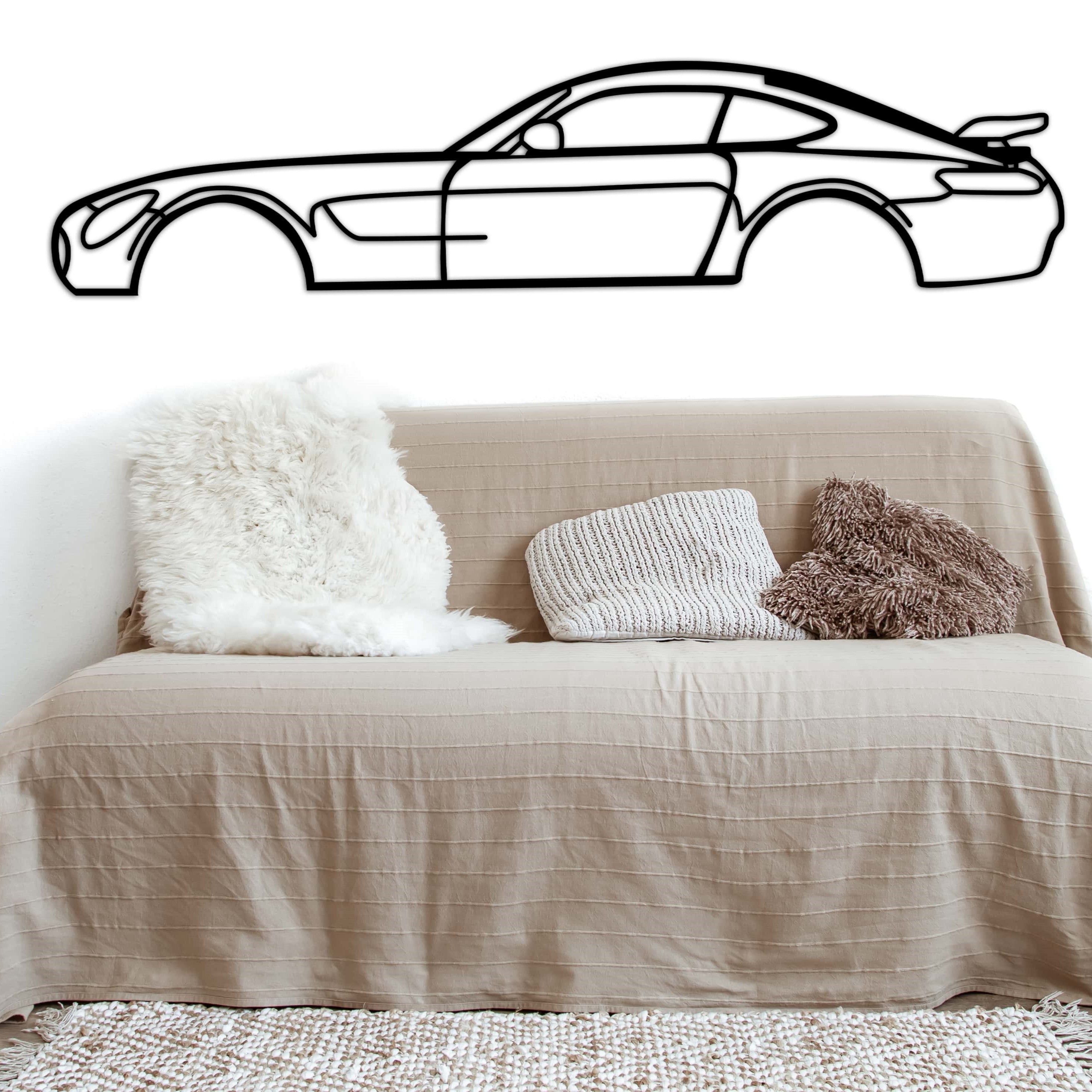 mercedes amg gtr car silhouette with sofa