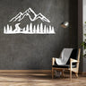 White Mountain Forest Road Metal Wall Art in a living room