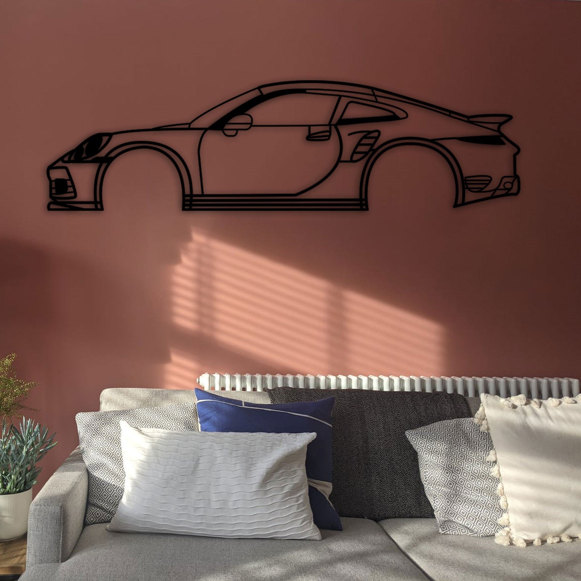 porsche 911 992 turbo s car silhouette with sofa
