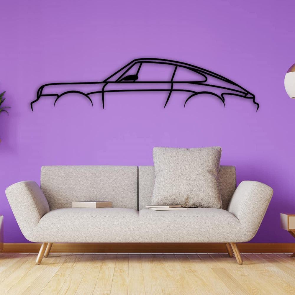 porsche 930 sports car silhouette pink wall