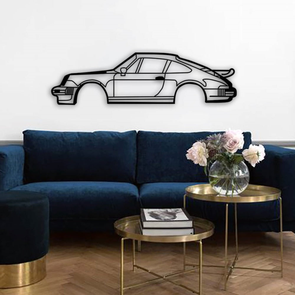 porsche 933 car silhouette blue sofa