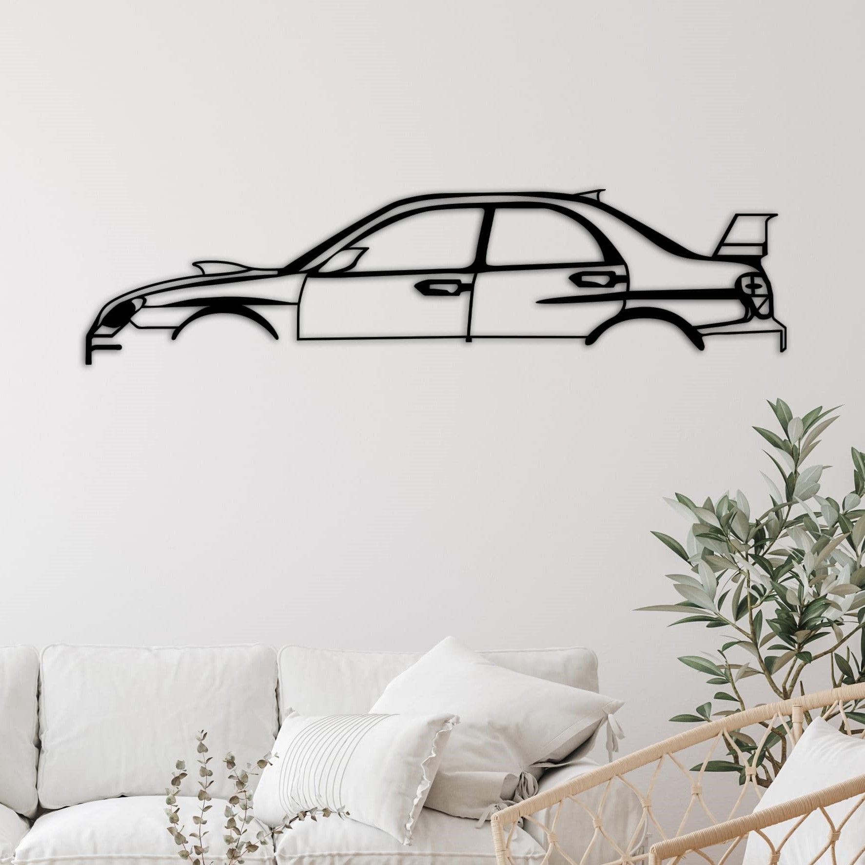 subaru impreza car silhouette on the sofa