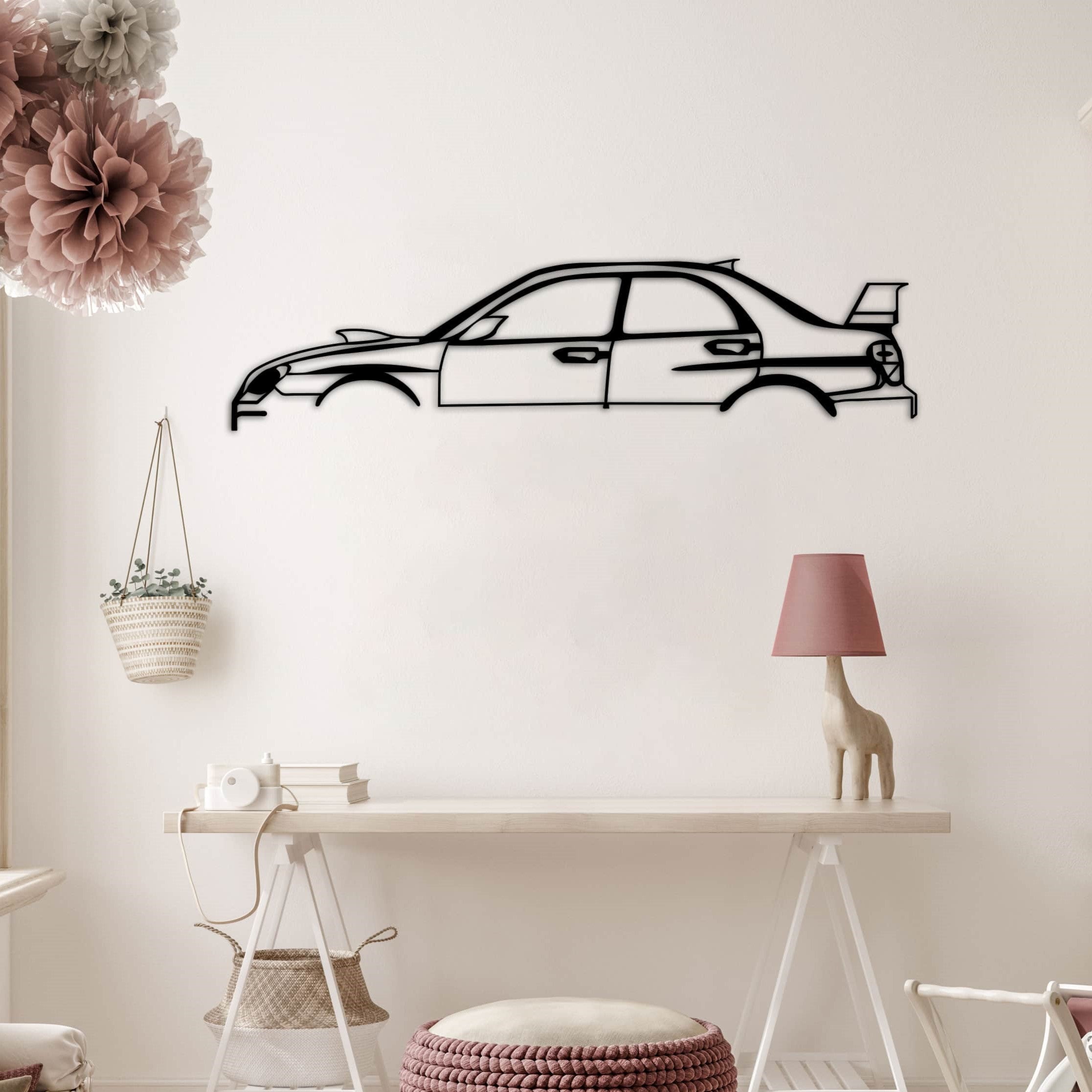 subaru impreza car silhouette on the table