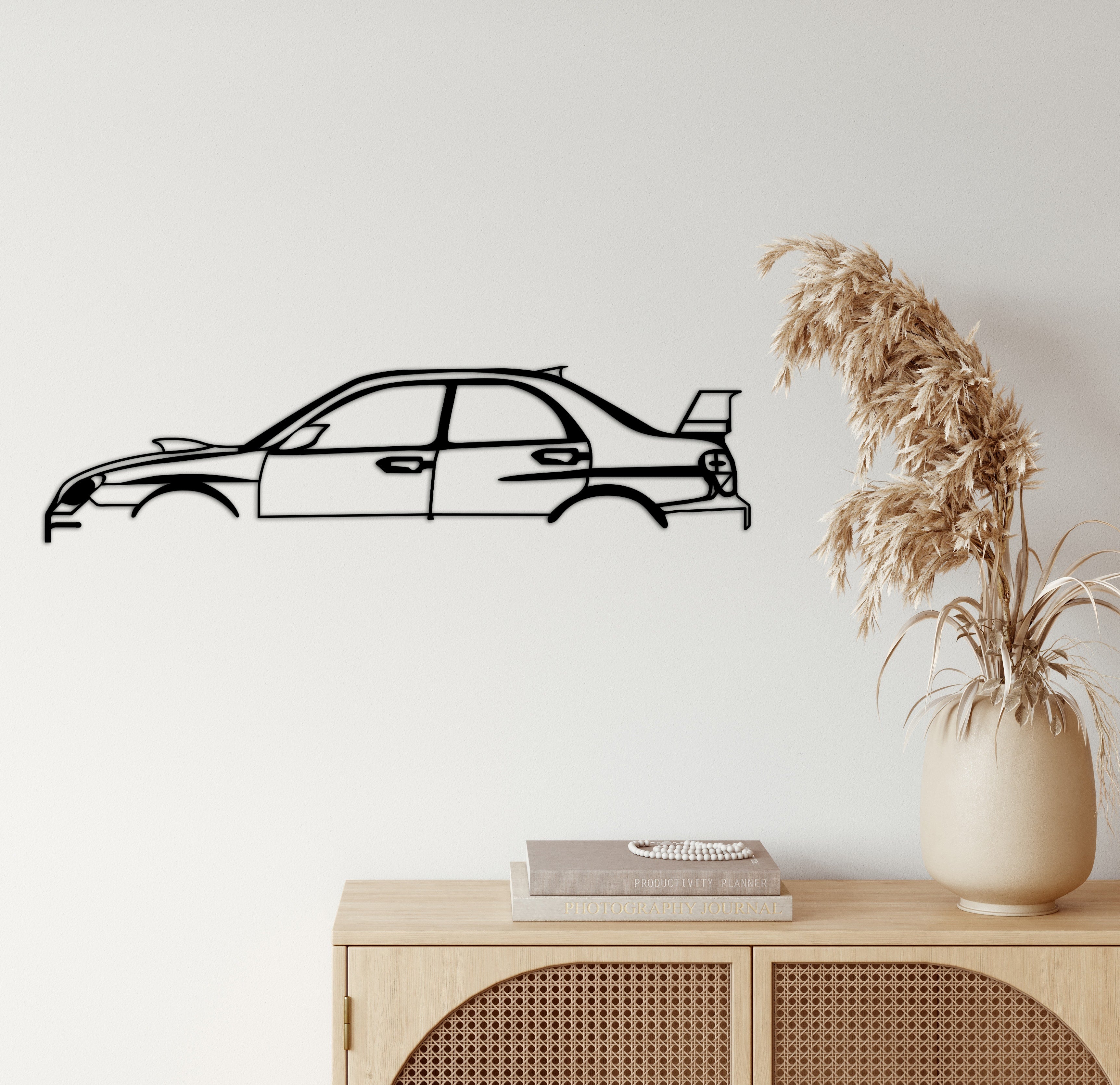 subaru impreza car silhouette white wall
