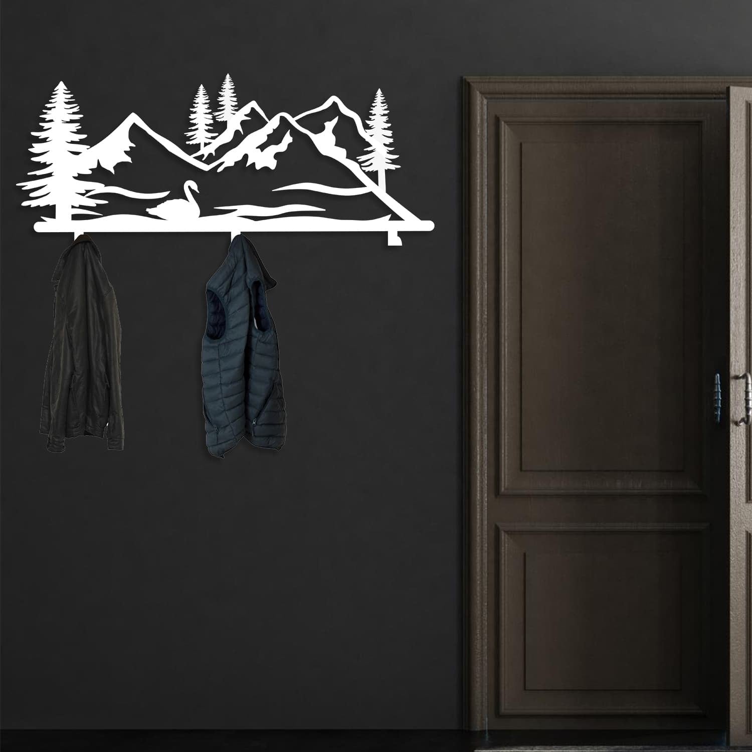 swan and forest hanging rack white