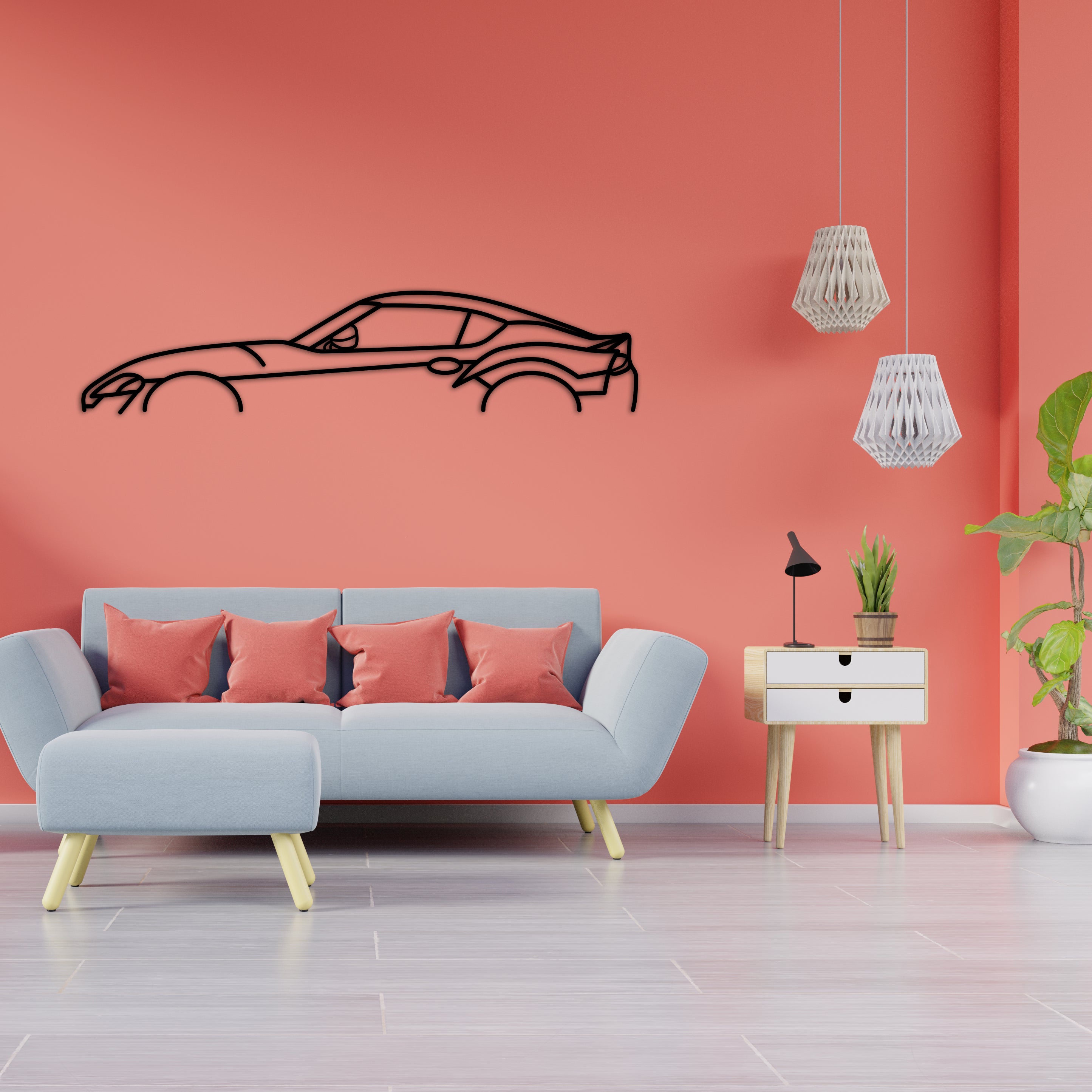 toyota supra gr 2020 car silhouette pink wall