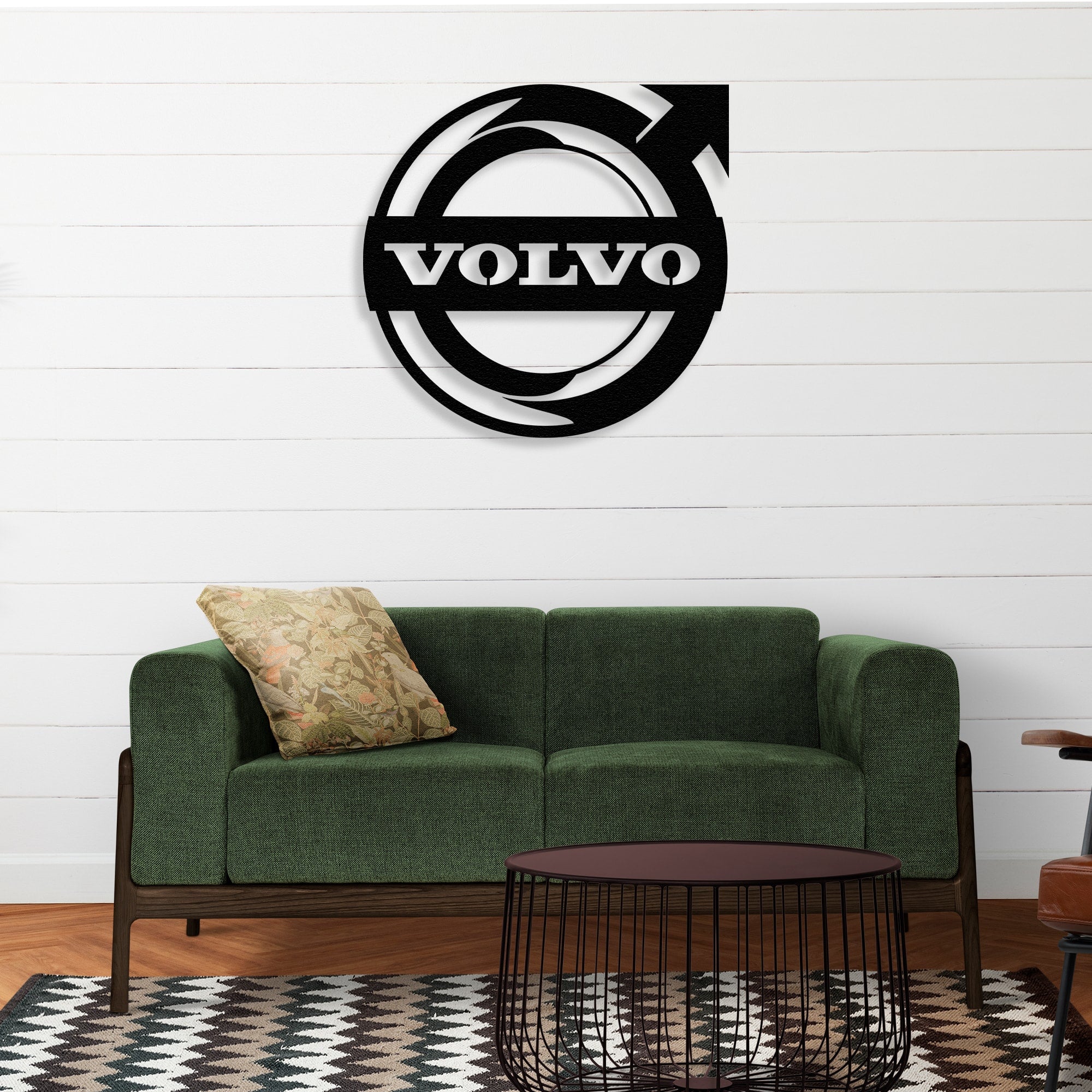 volvo metal wall art decor with green