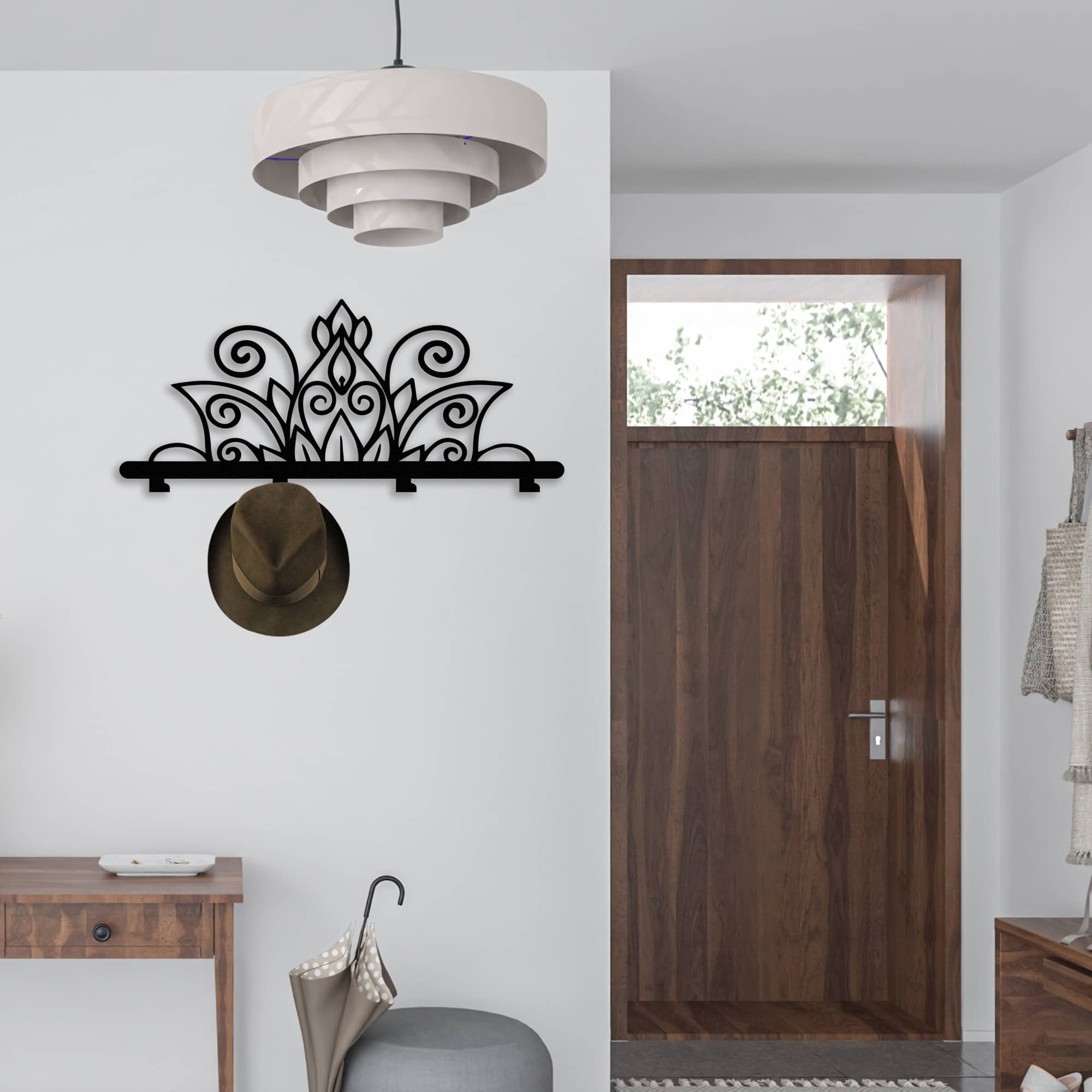 wall rack with mandala metal Metal door