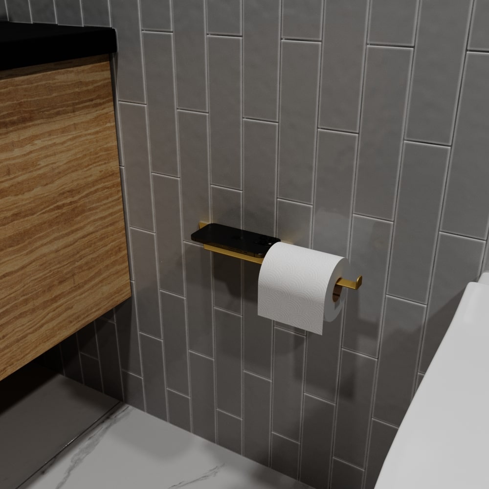 Toilet Paper Holder with Shelf for Small Bathrooms