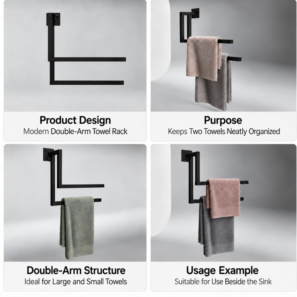 Wall Mounted Staggered Towel Rack