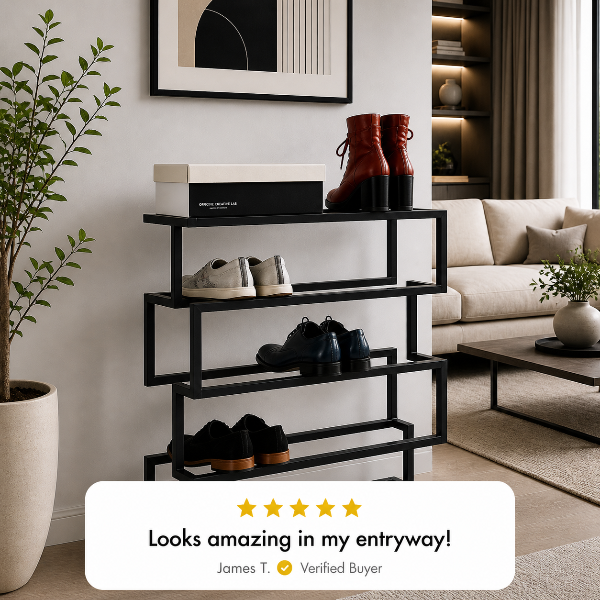 Modern 4-Tier Metal Shoe Rack – Minimalist Entryway Shoe Organizer