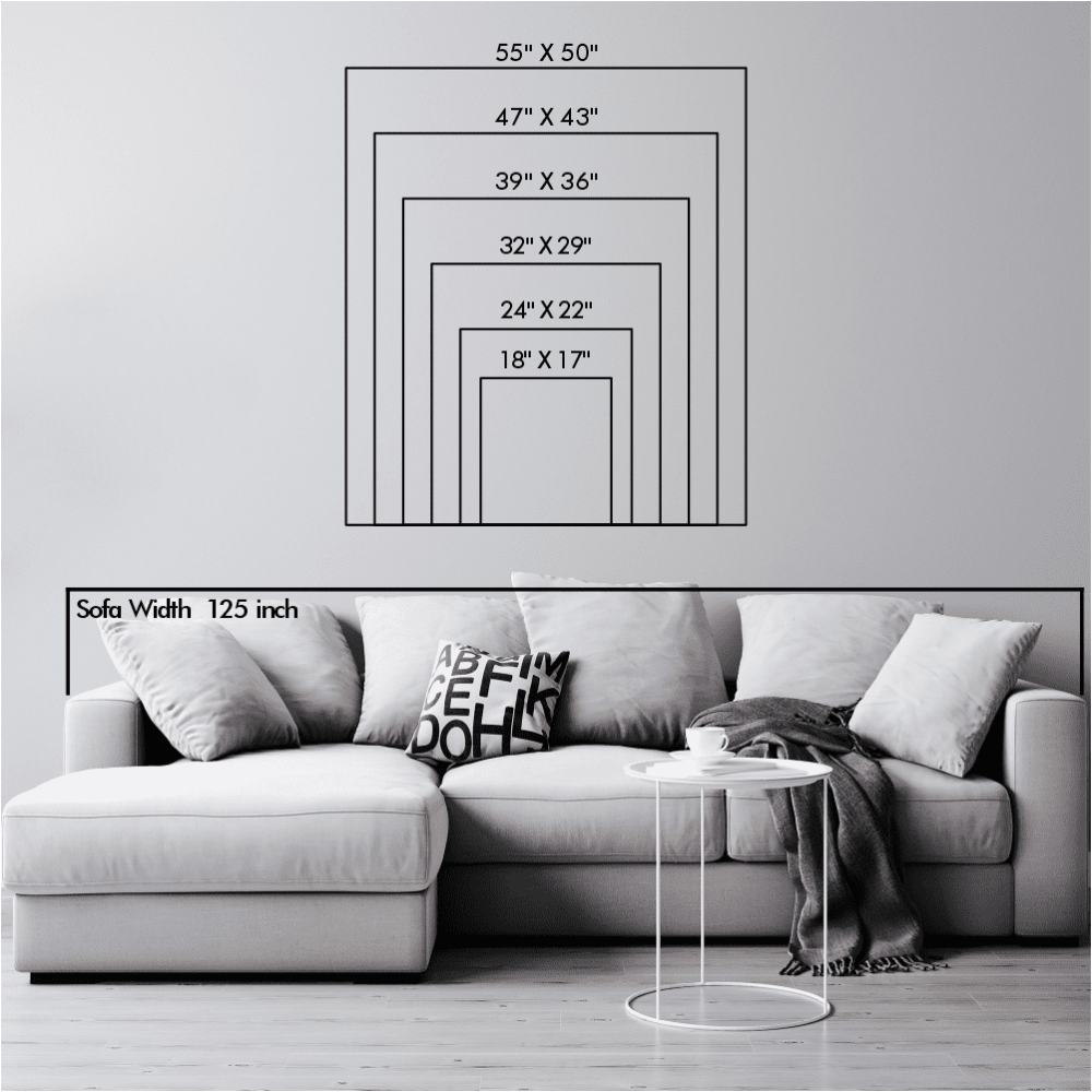 Size chart for vertical car logo metal wall art variants