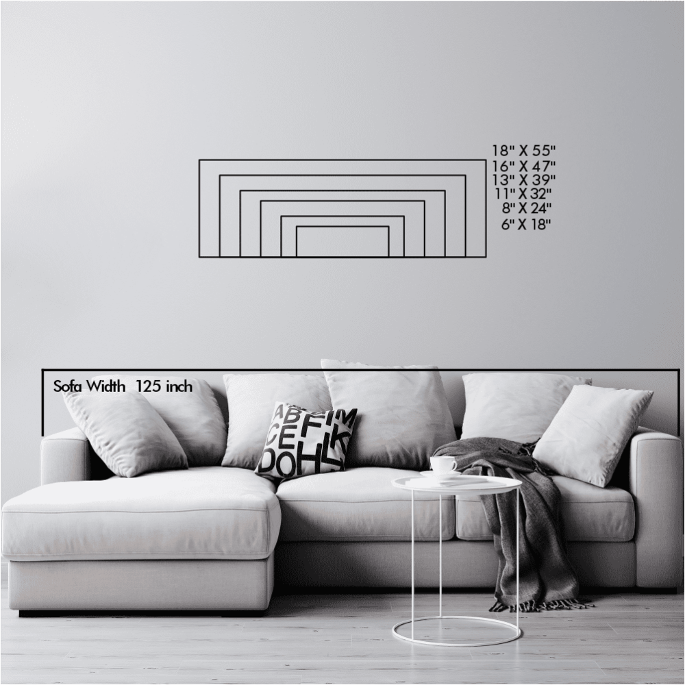 Size chart for horizontal car logo metal wall art variants