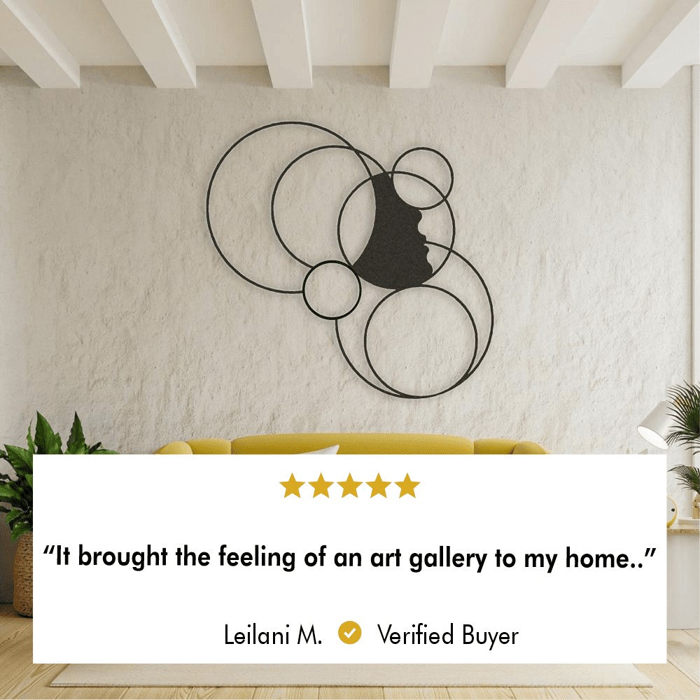 Customer photo of Girl and Circles Geometric Metal Wall Art