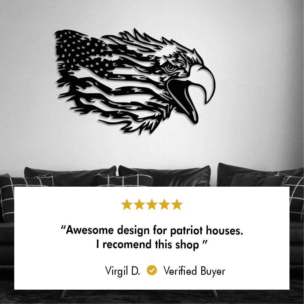 American Bald Eagle US Flag Metal Wall Art