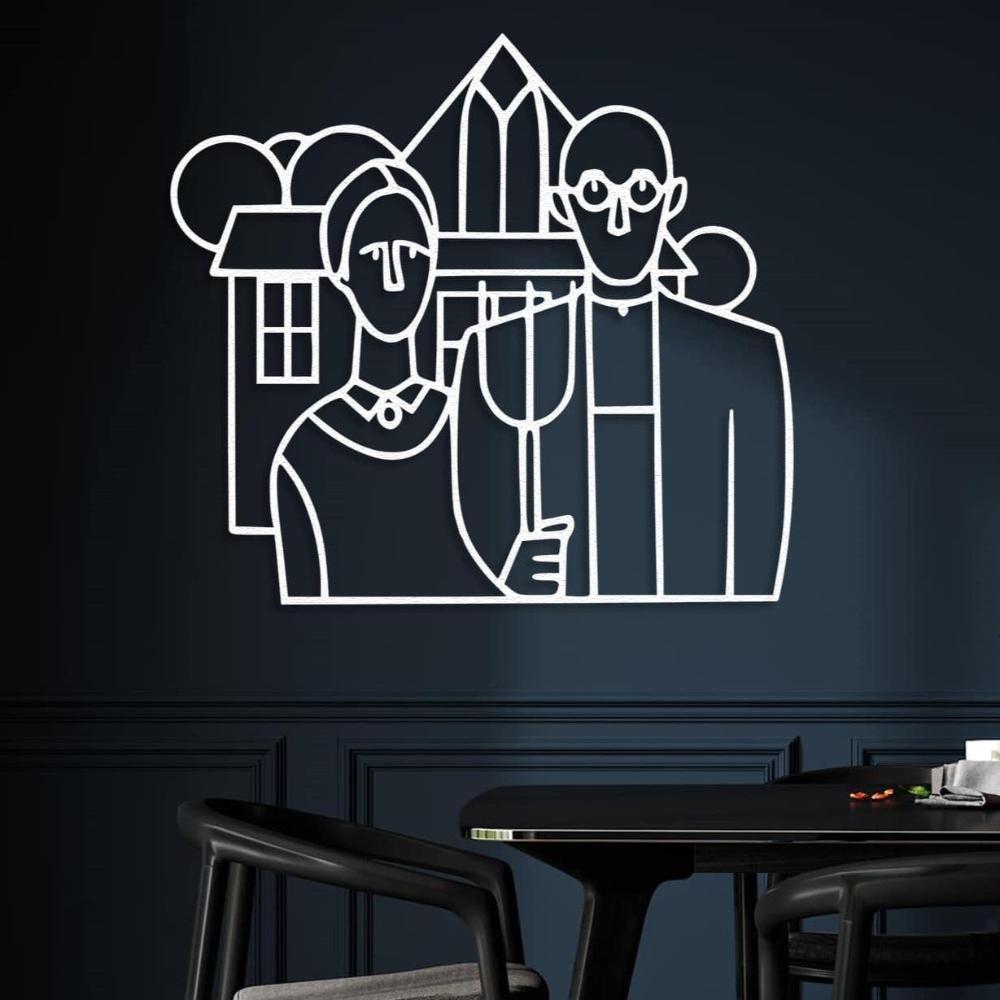 White American Gothic Metal Wall Art in a dining room
