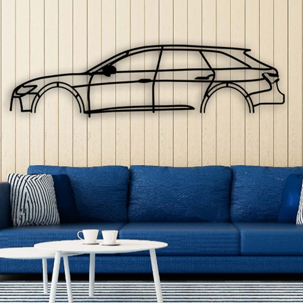 Audi RS6 Car Silhouette Metal Wall Art in a living room
