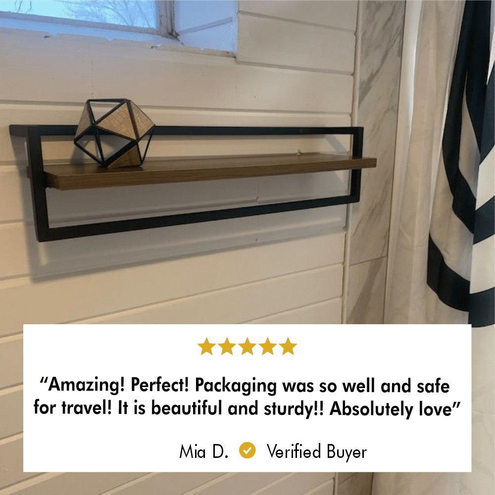 Bathroom Shelf and Towel Holder mounted in a modern bathroom setting.
