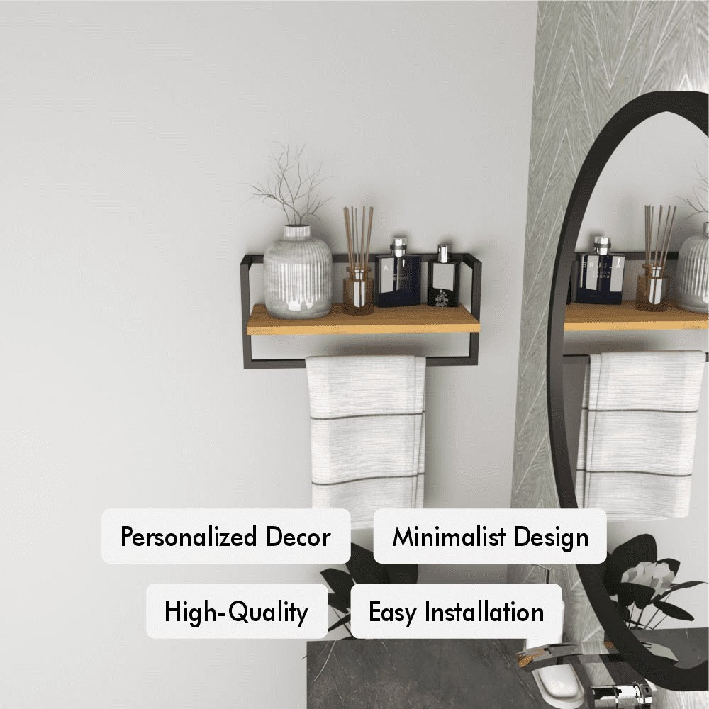 Bathroom Shelf and Towel Holder mounted in a modern bathroom setting.