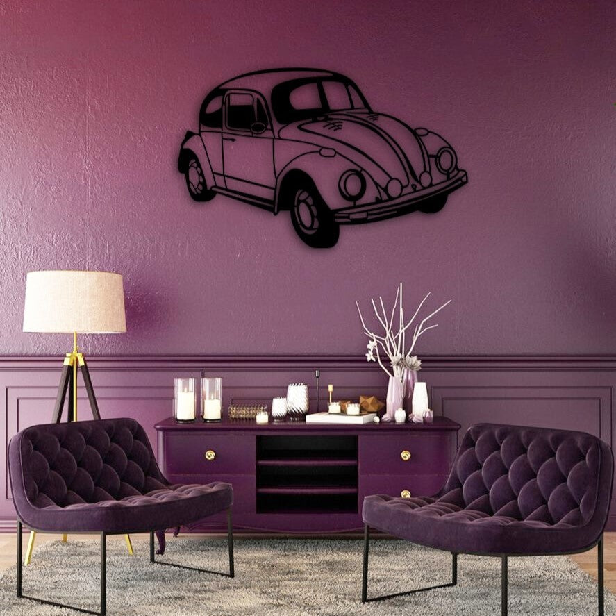 Beetle Car Silhouette Metal Wall Art