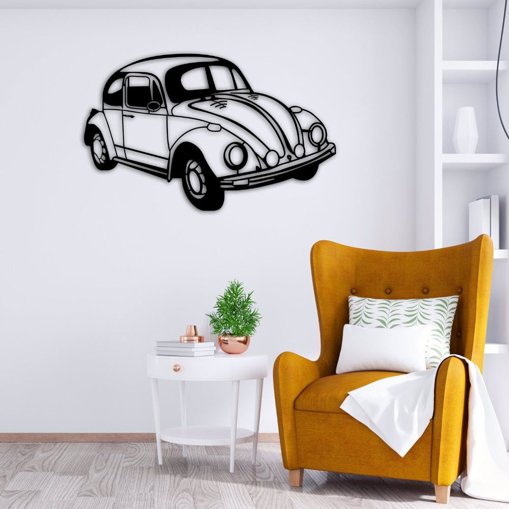 Beetle Car Silhouette Metal Wall Art
