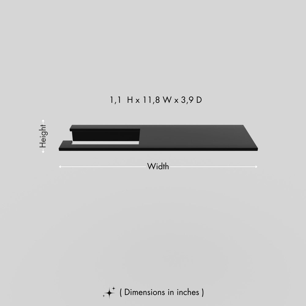 Size guide for Multifunctional Bathroom Shelf With Toilet Paper Holder showing approximately 14 in / 36 cm height, 14 in / 36 cm width, and 5 in / 13 cm depth.