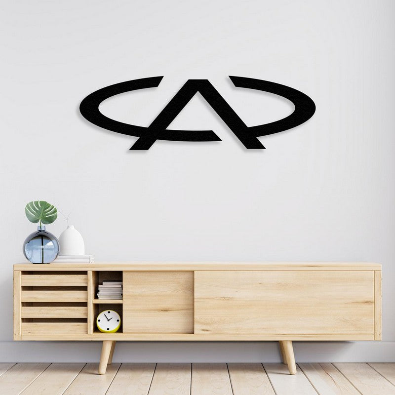 Chery Logo Custom Car Metal Wall Art in Black Powder-Coated Steel