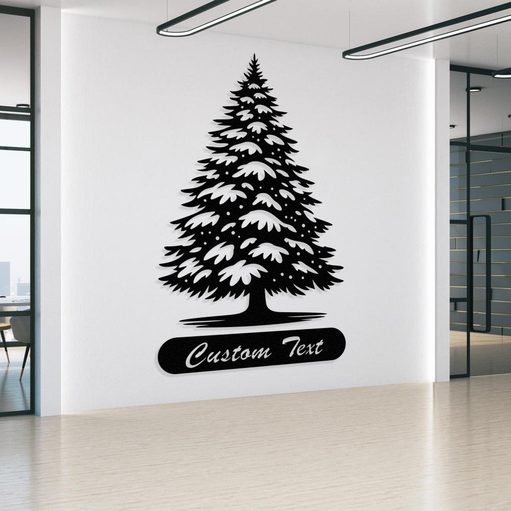 Custom Text Christmas Tree Metal Wall Art with personalized text