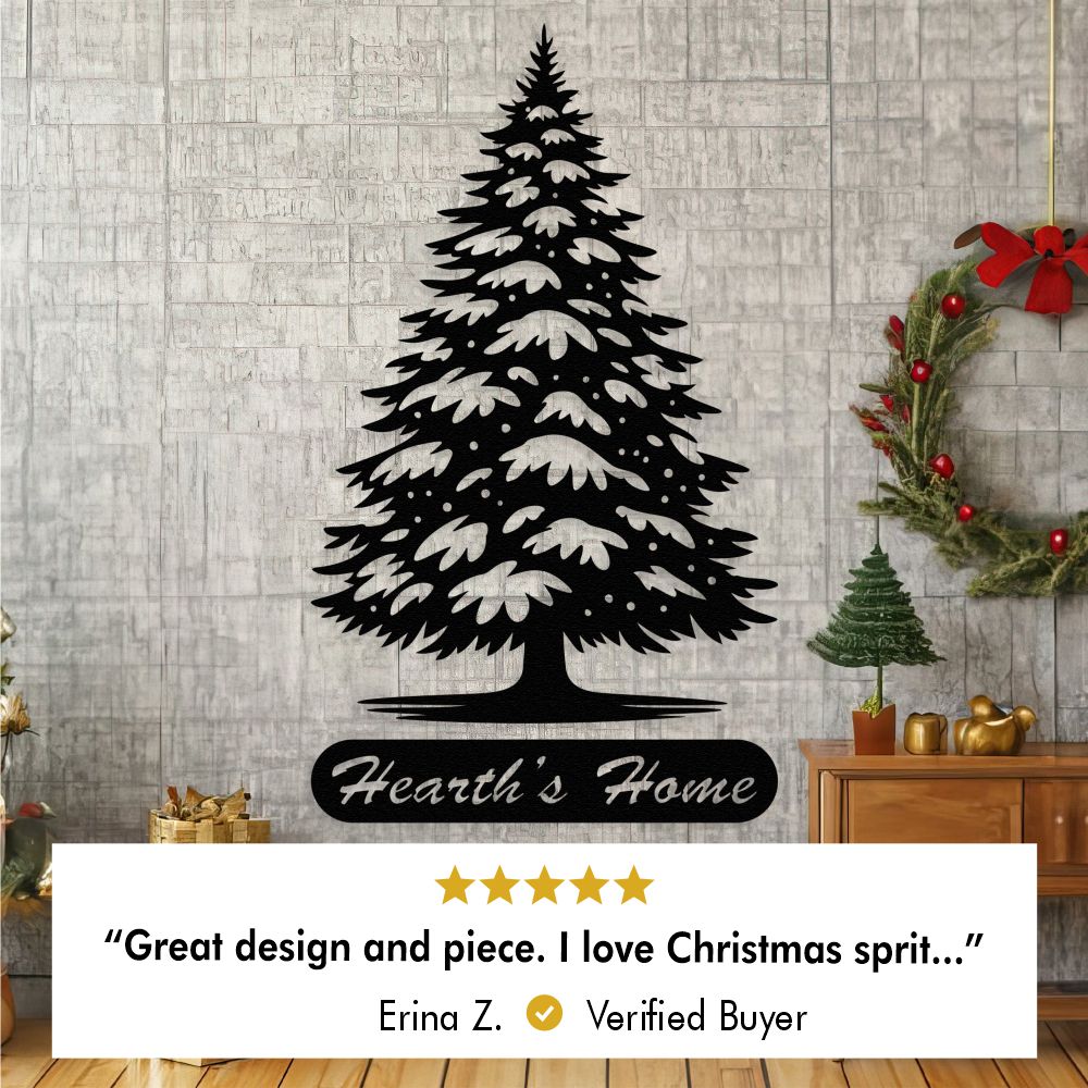 Custom Text Christmas Tree Metal Wall Art with personalized text