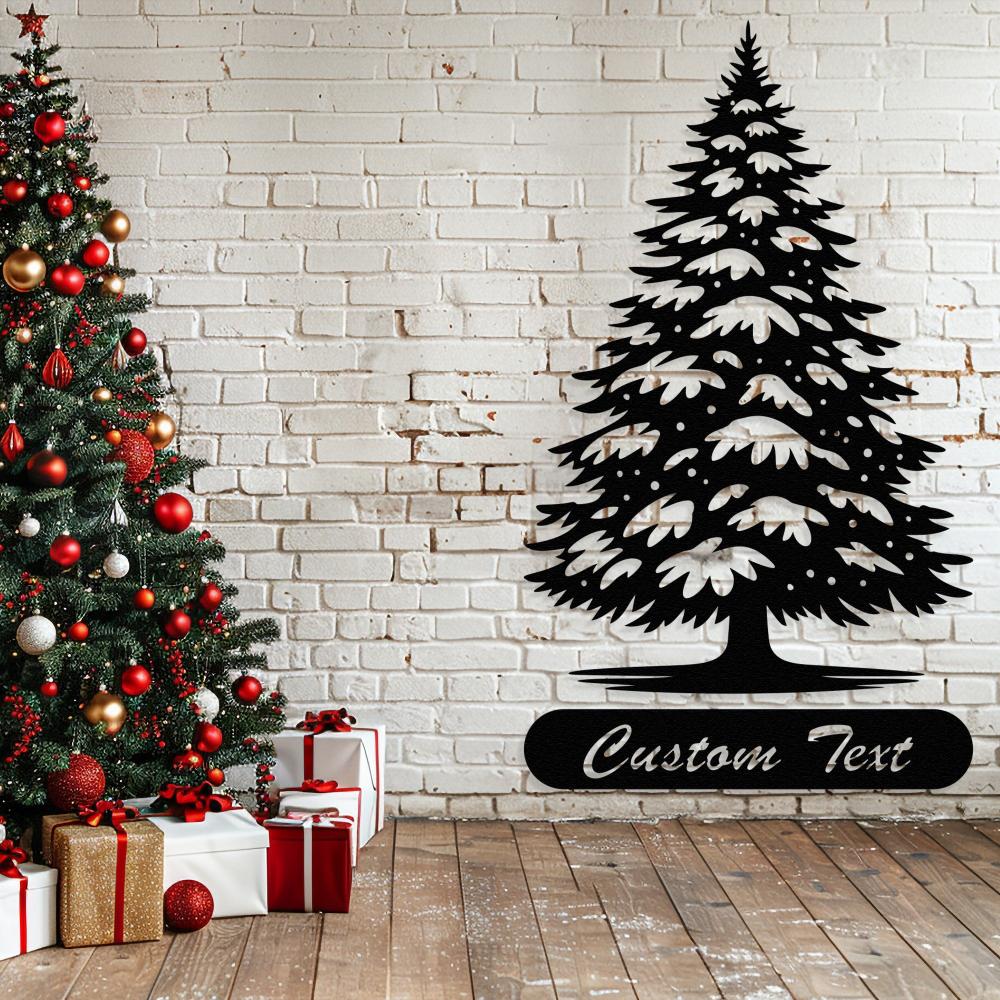 Custom Text Christmas Tree Metal Wall Art with personalized text