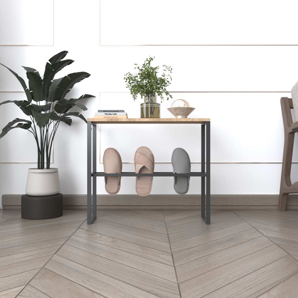 Slipper Rack Design Modern Slipper Rack with Wood Top — Metal Storage | Grandmix