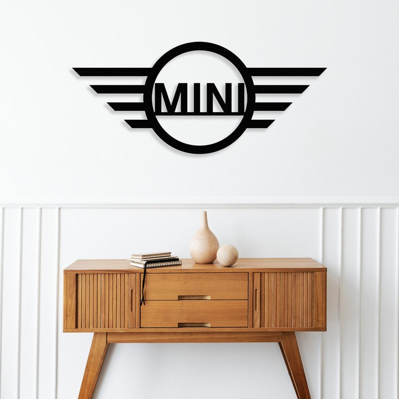 Mini Cooper Logo Custom Car Metal Wall Art in Black Powder-Coated Steel