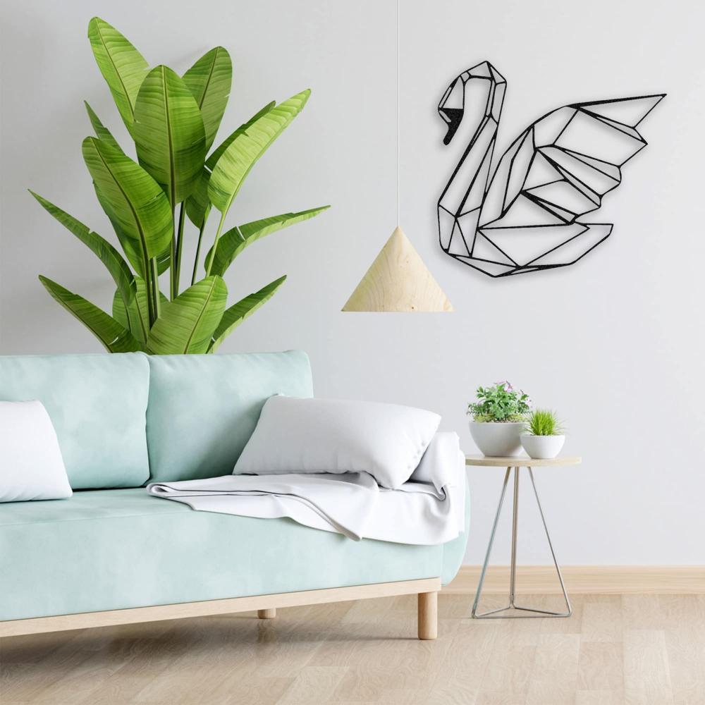 Black Swan Metal Wall Art in a living room