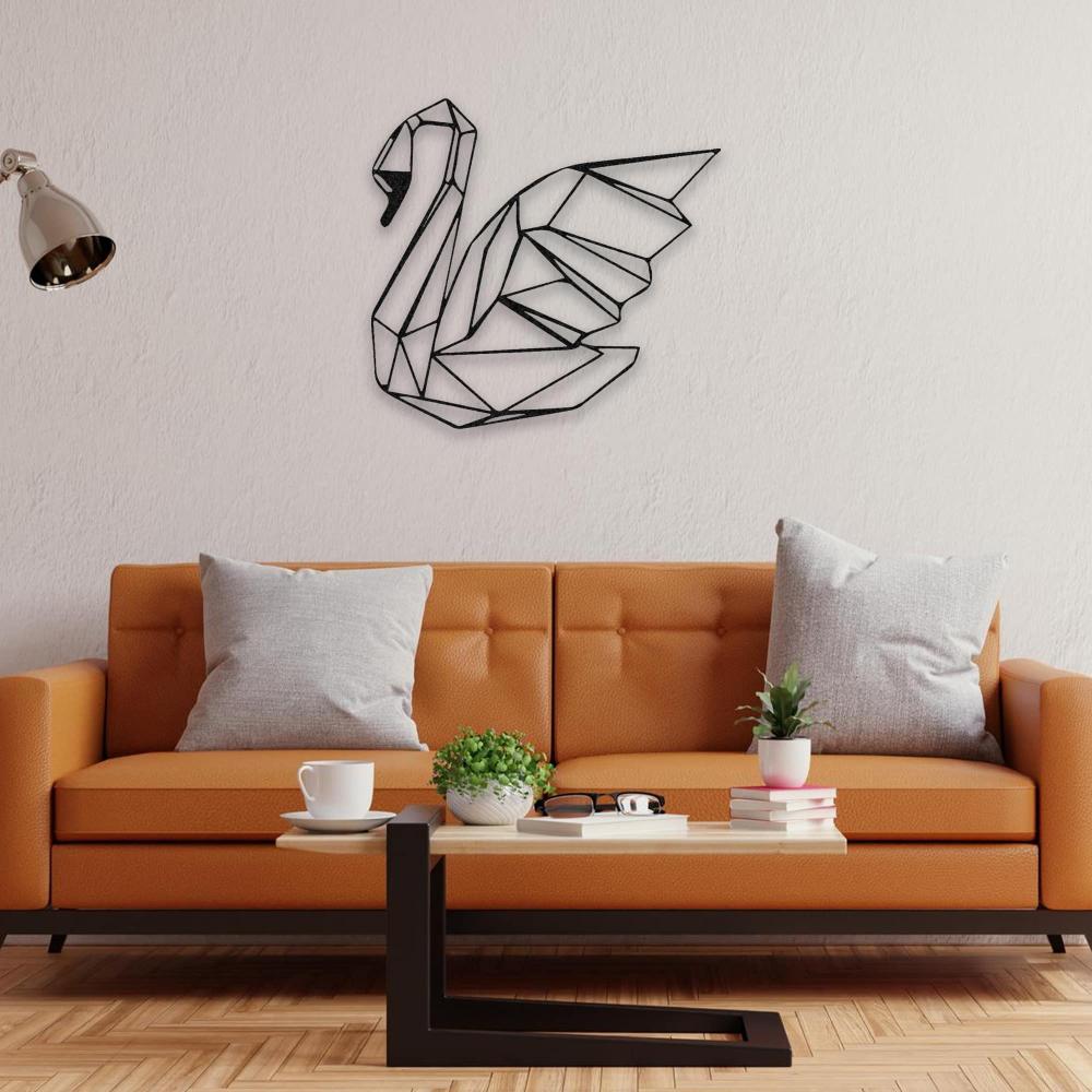 Black Swan Metal Wall Art in a living room
