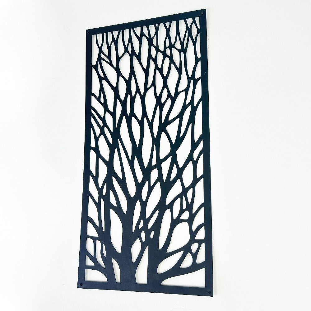Close-up of black Branching Tree Metal Wall Art details