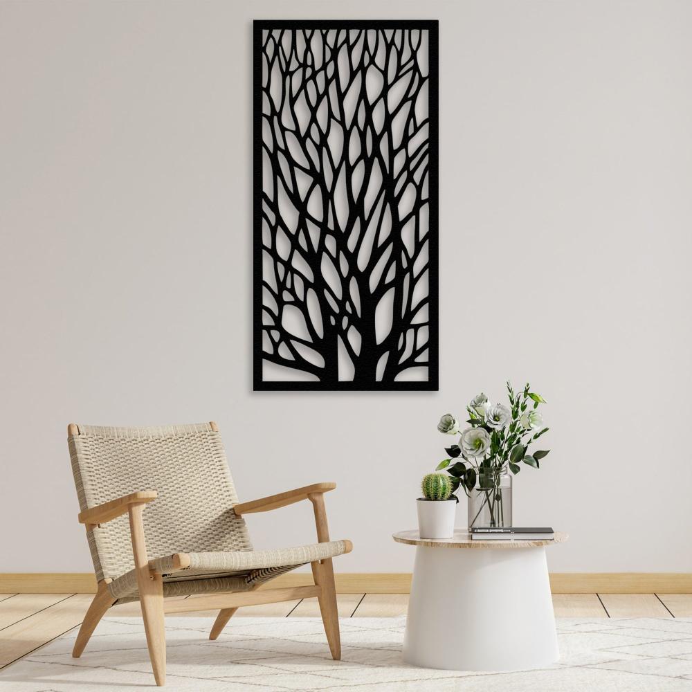 Black Branching Tree Metal Wall Art in a living room