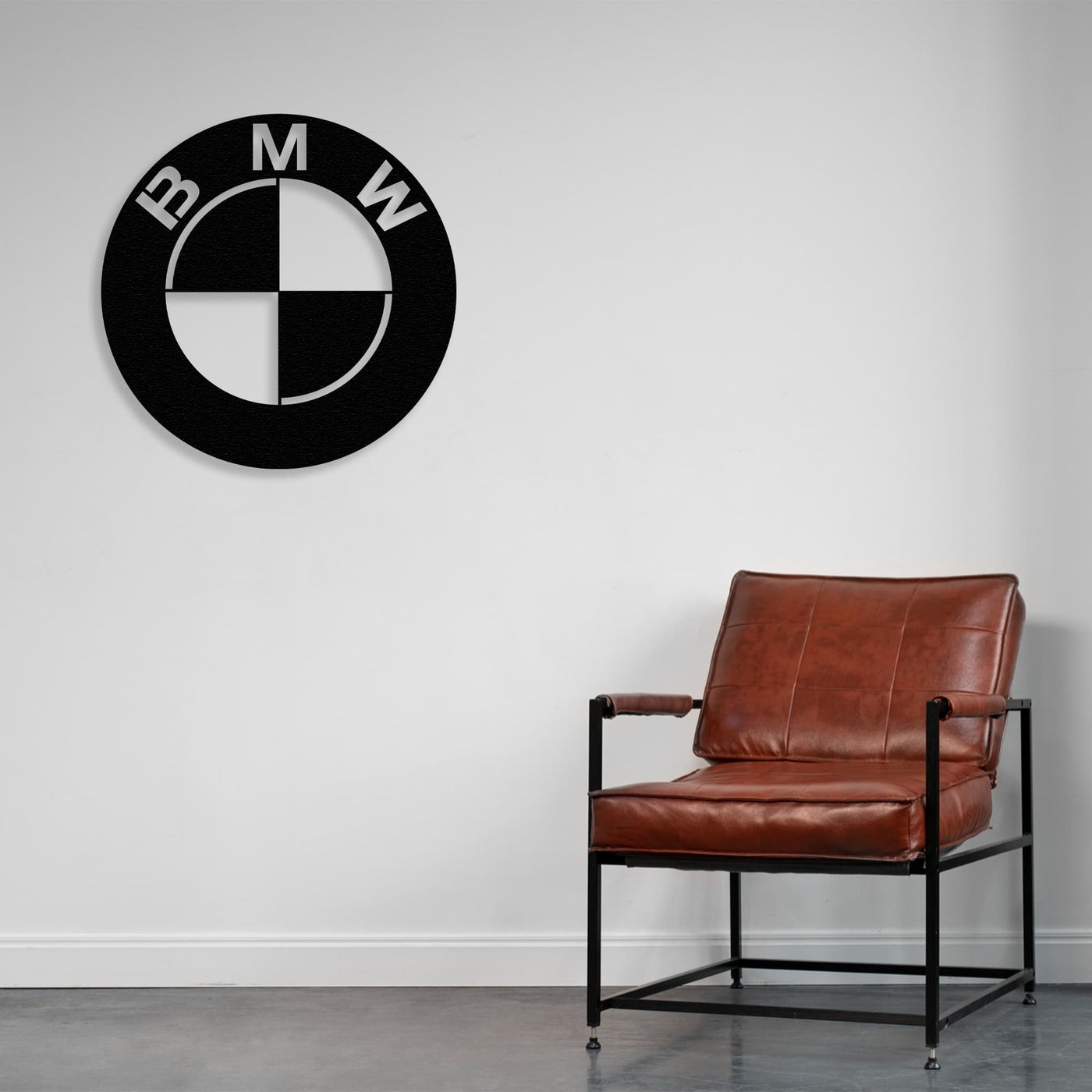 BMW Logo Metal Wall Art in an office