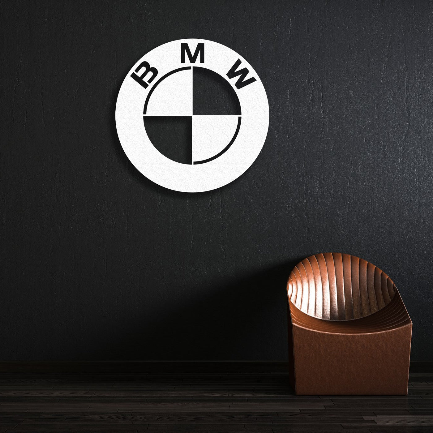 White BMW Logo Metal Wall Art